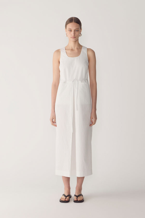 Floss Dress | White Pinstripe Poplin