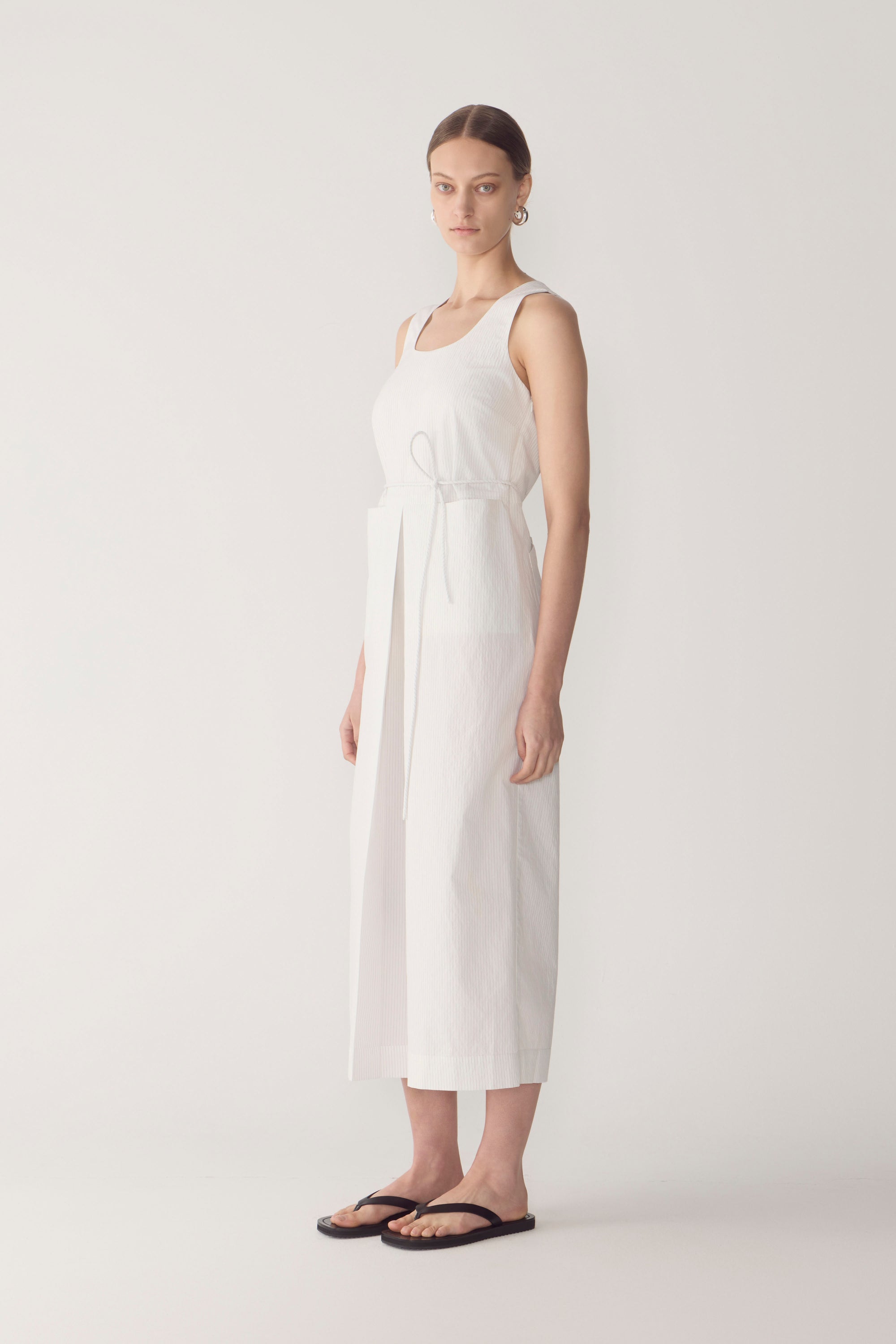 Floss Dress | White Pinstripe Poplin