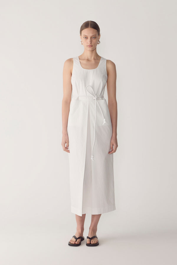 Floss Dress | White Pinstripe Poplin