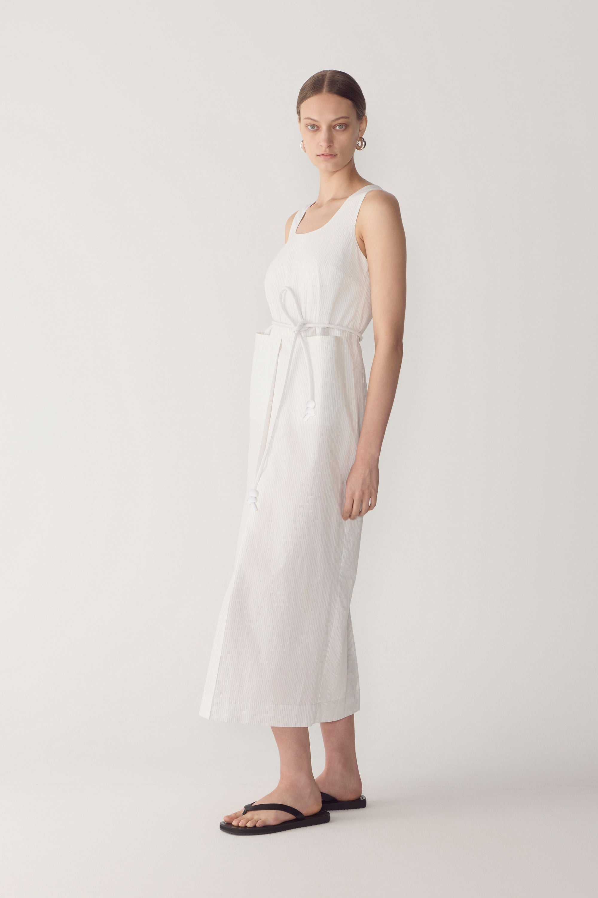 Floss Dress | White Pinstripe Poplin