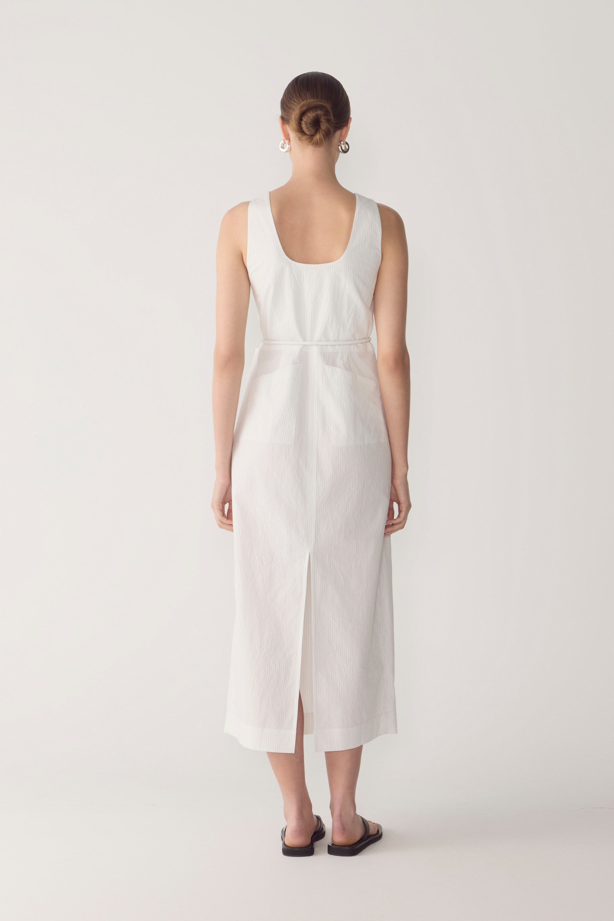 Floss Dress | White Pinstripe Poplin