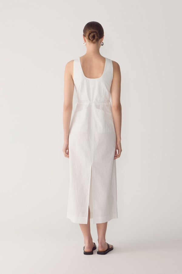 Floss Dress | White Pinstripe Poplin