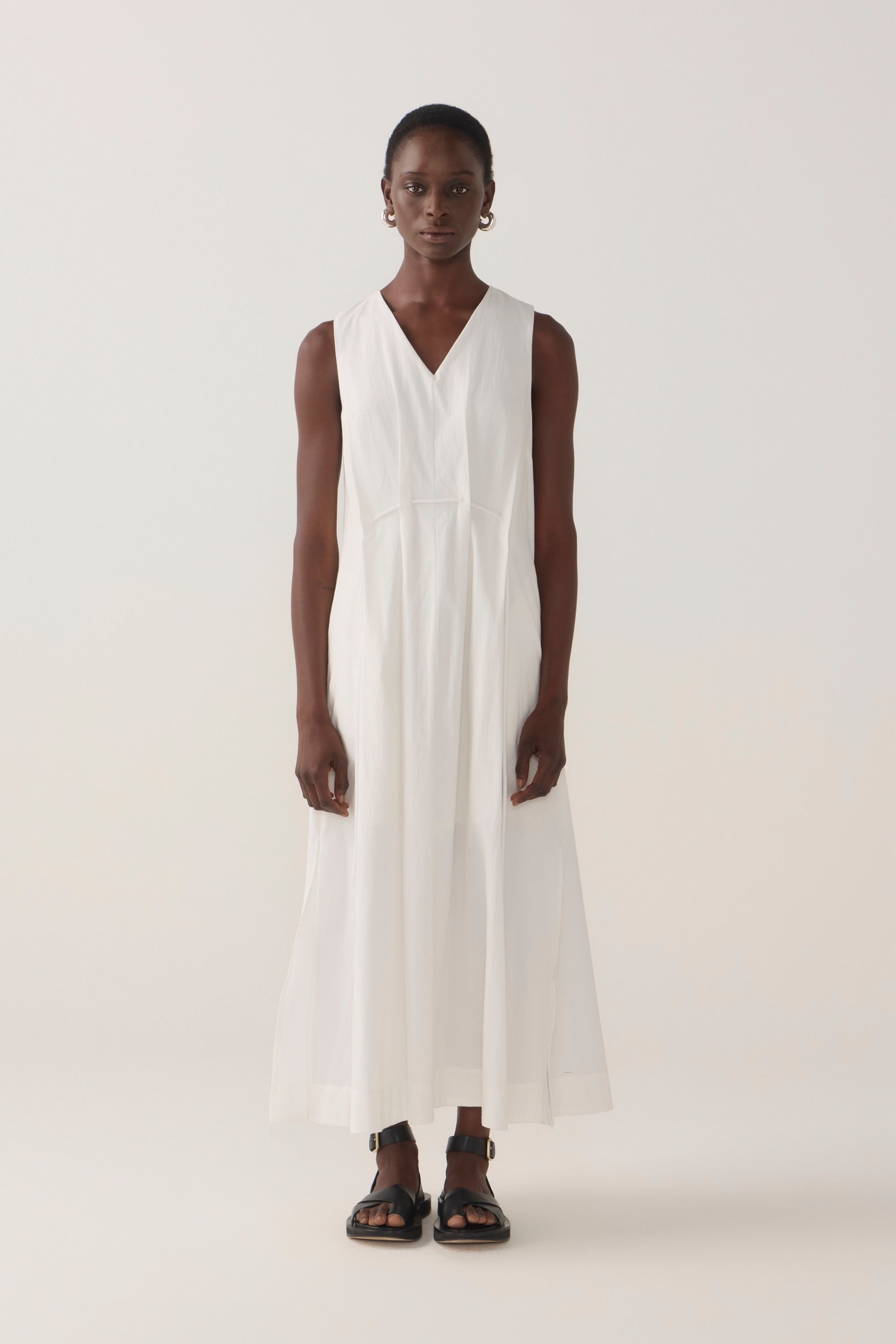 Frankie Dress | White Spotty Cotton