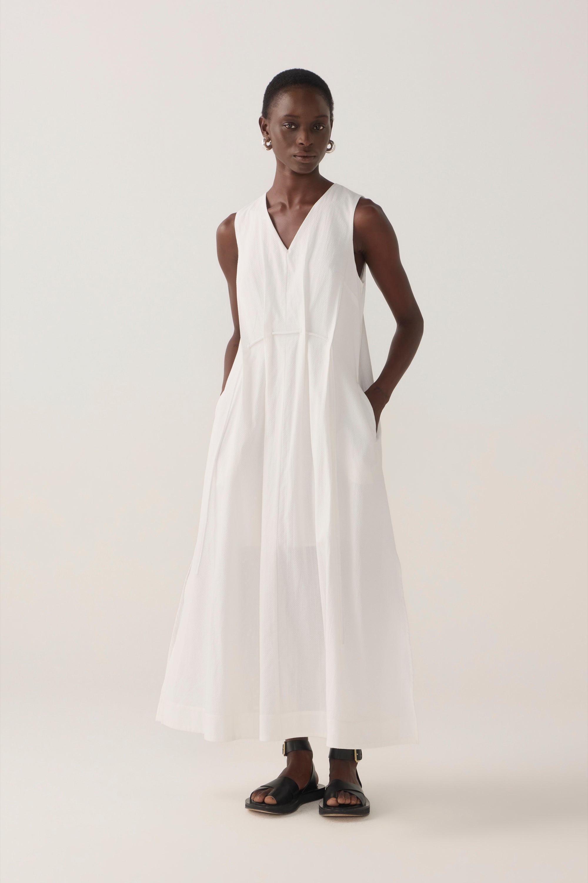 Frankie Dress | White Spotty Cotton