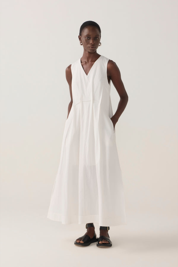 Frankie Dress | White Spotty Cotton