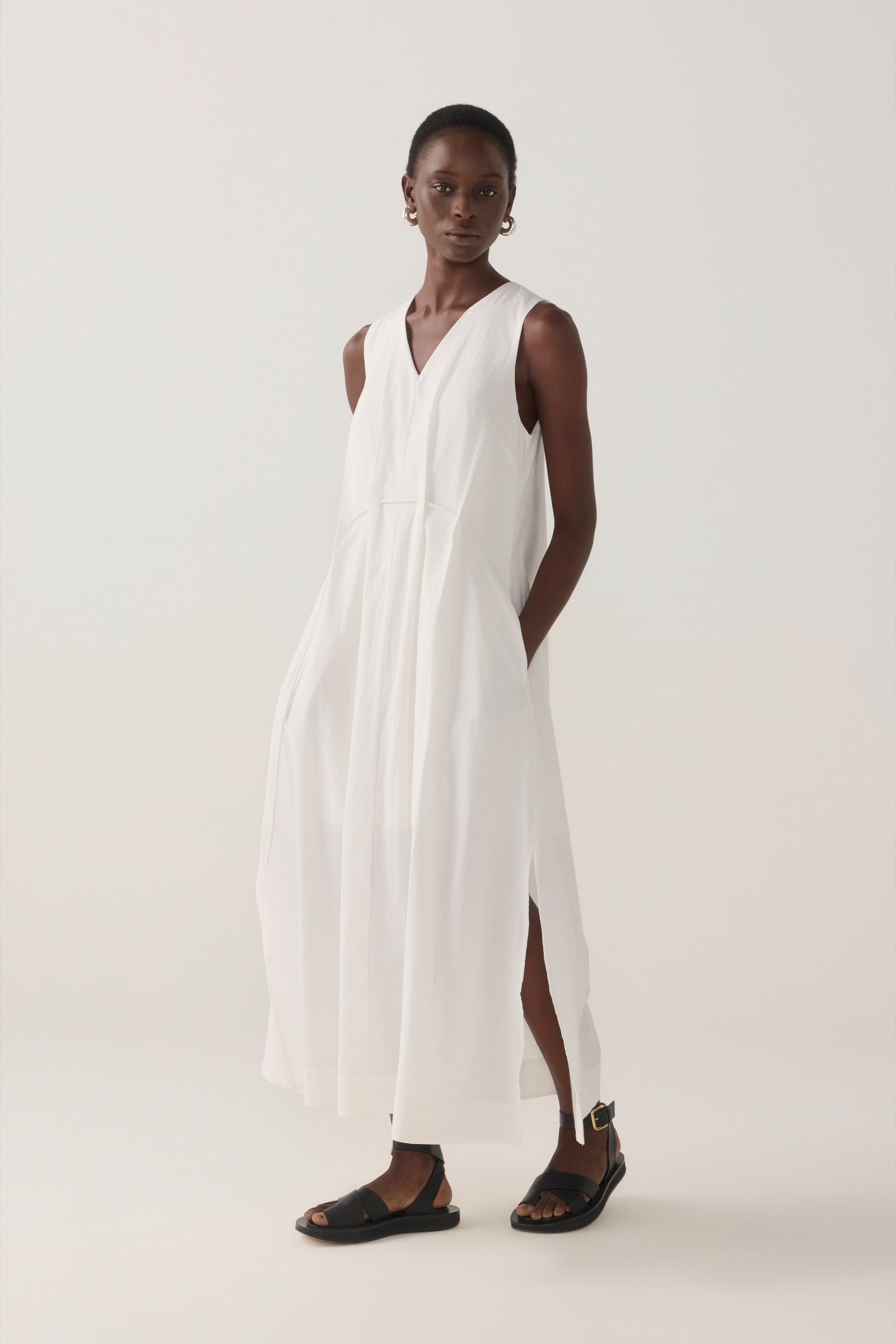 Frankie Dress | White Spotty Cotton