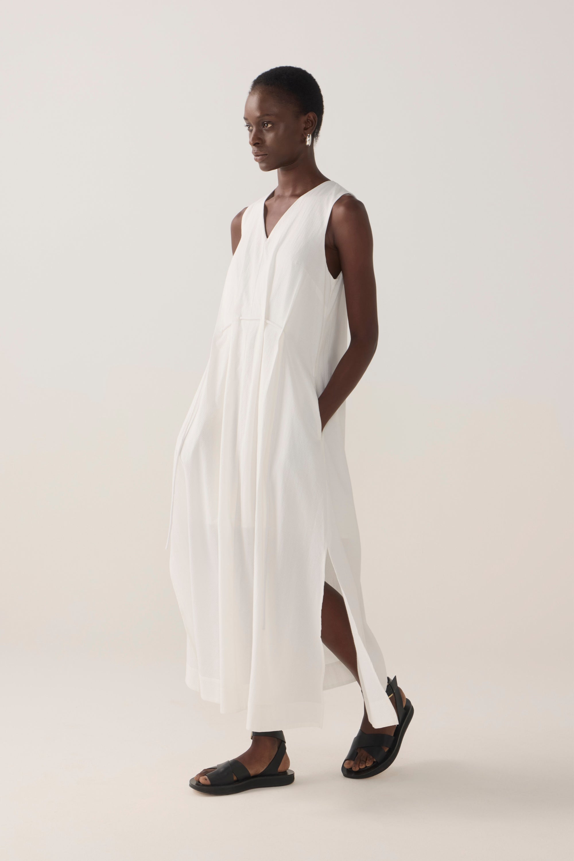 Frankie Dress | White Spotty Cotton