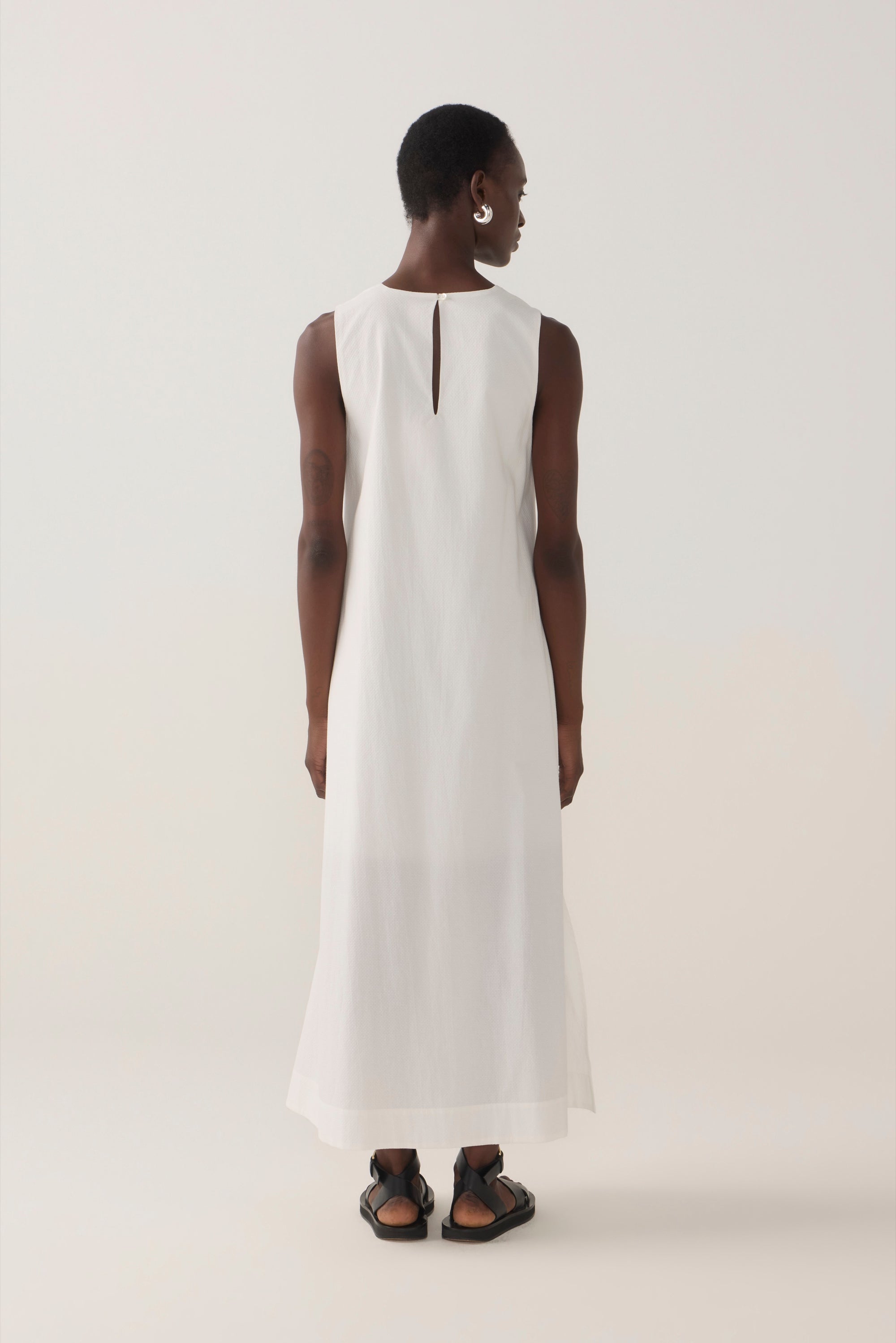Frankie Dress | White Spotty Cotton