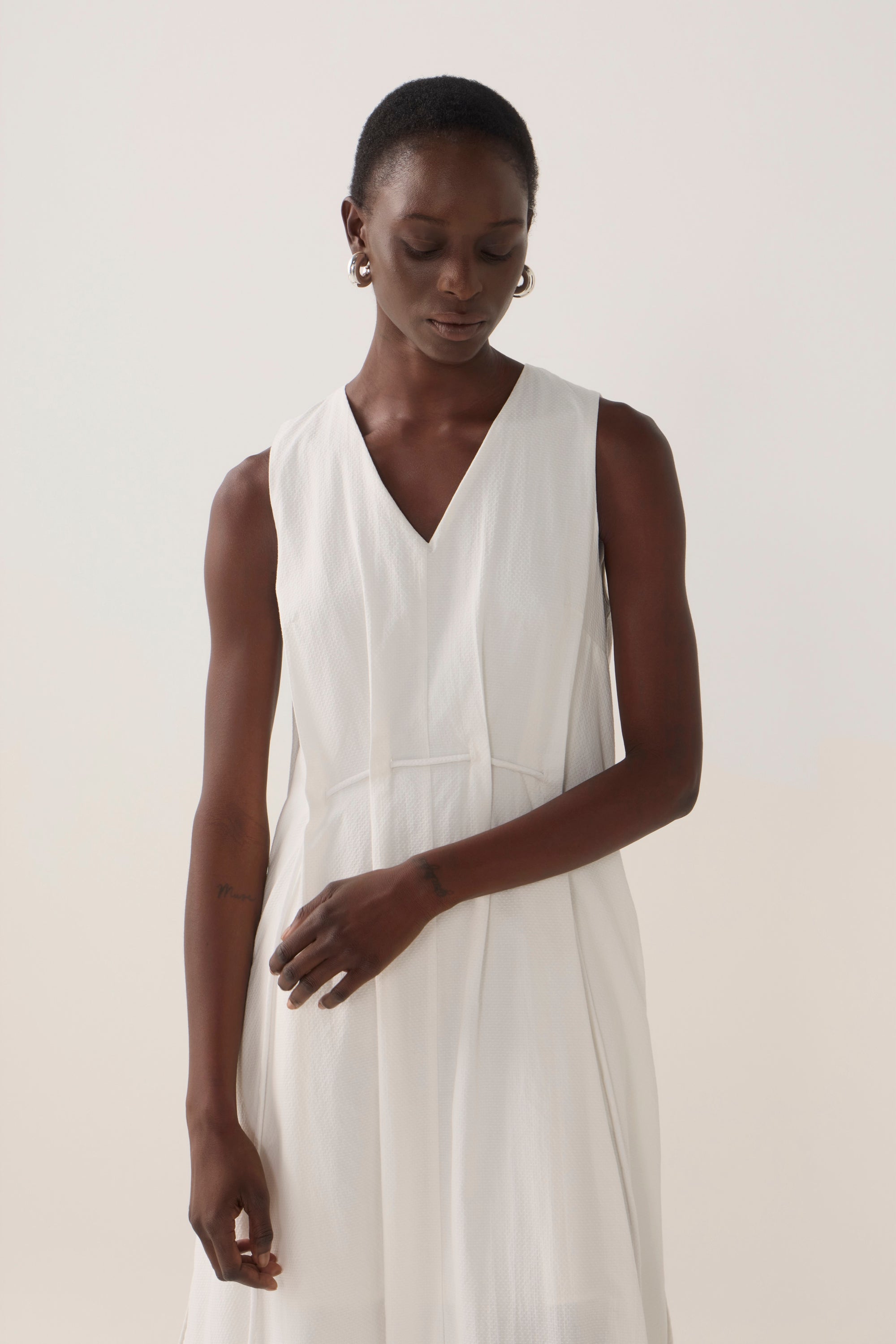 Frankie Dress | White Spotty Cotton