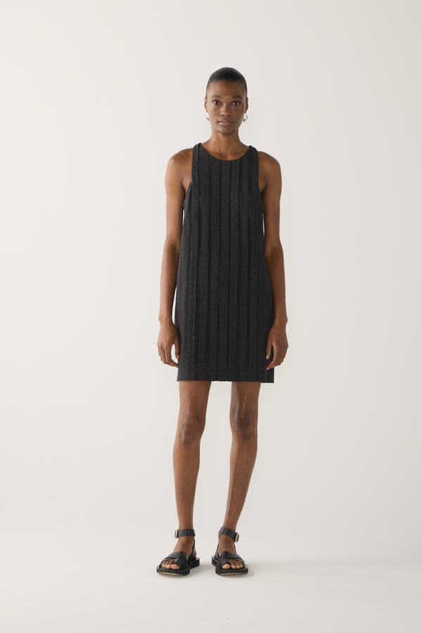Gem Dress | Black Stripe Seersucker