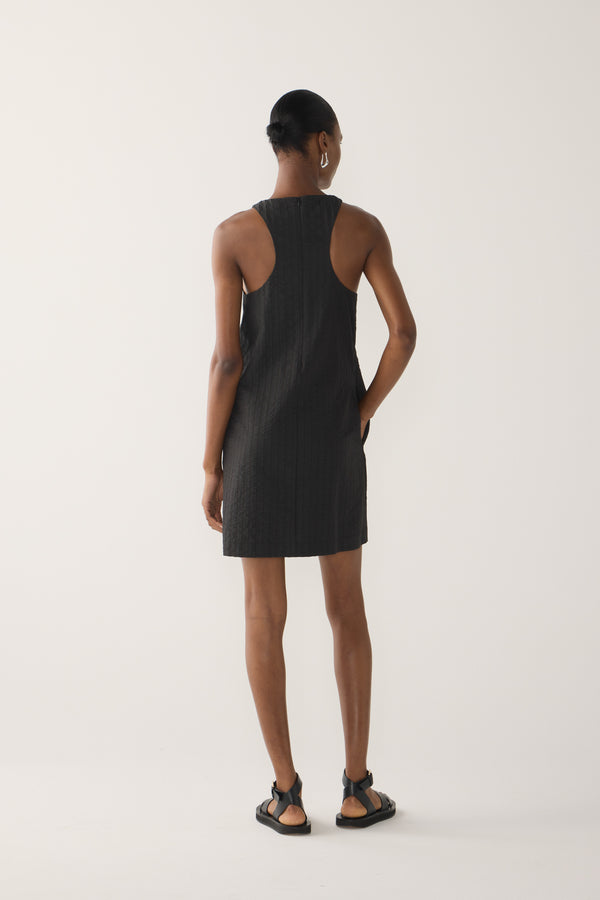 Gem Dress | Black Stripe Seersucker