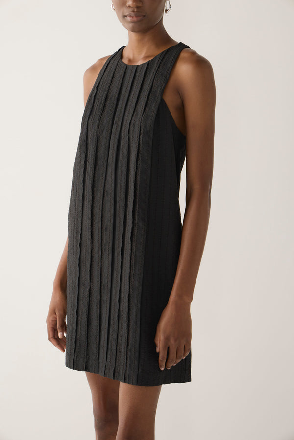 Gem Dress | Black Stripe Seersucker