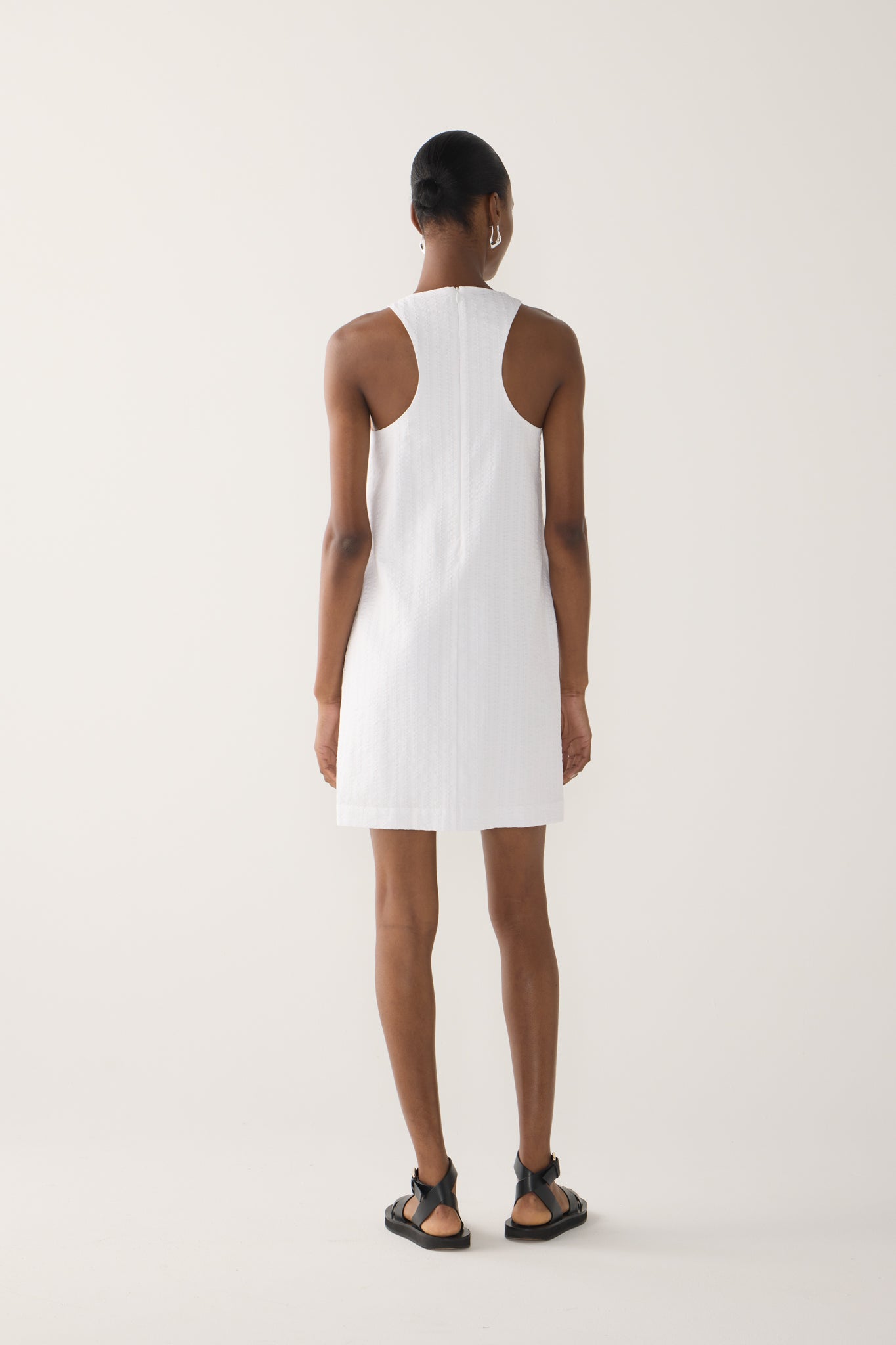 Gem Dress | White Stripe Seersucker