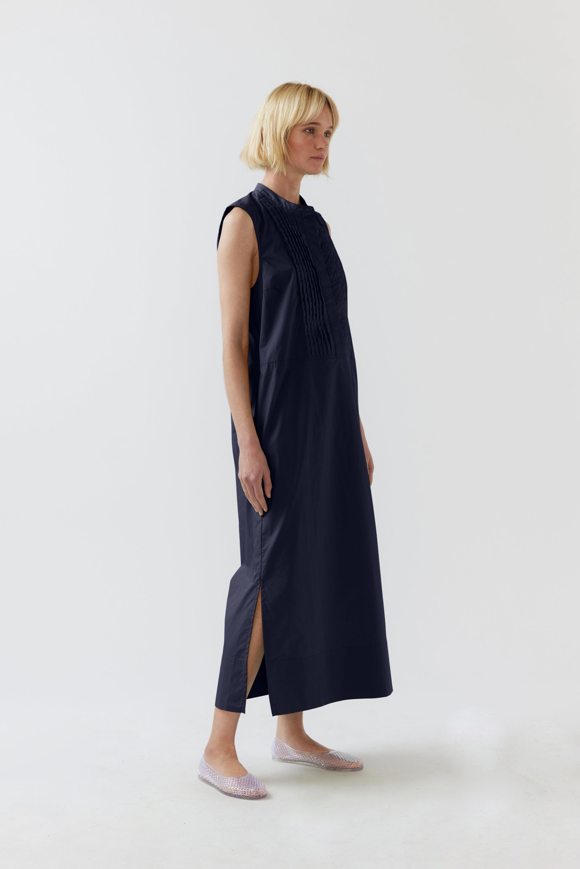 Geneva Dress | Navy Poplin