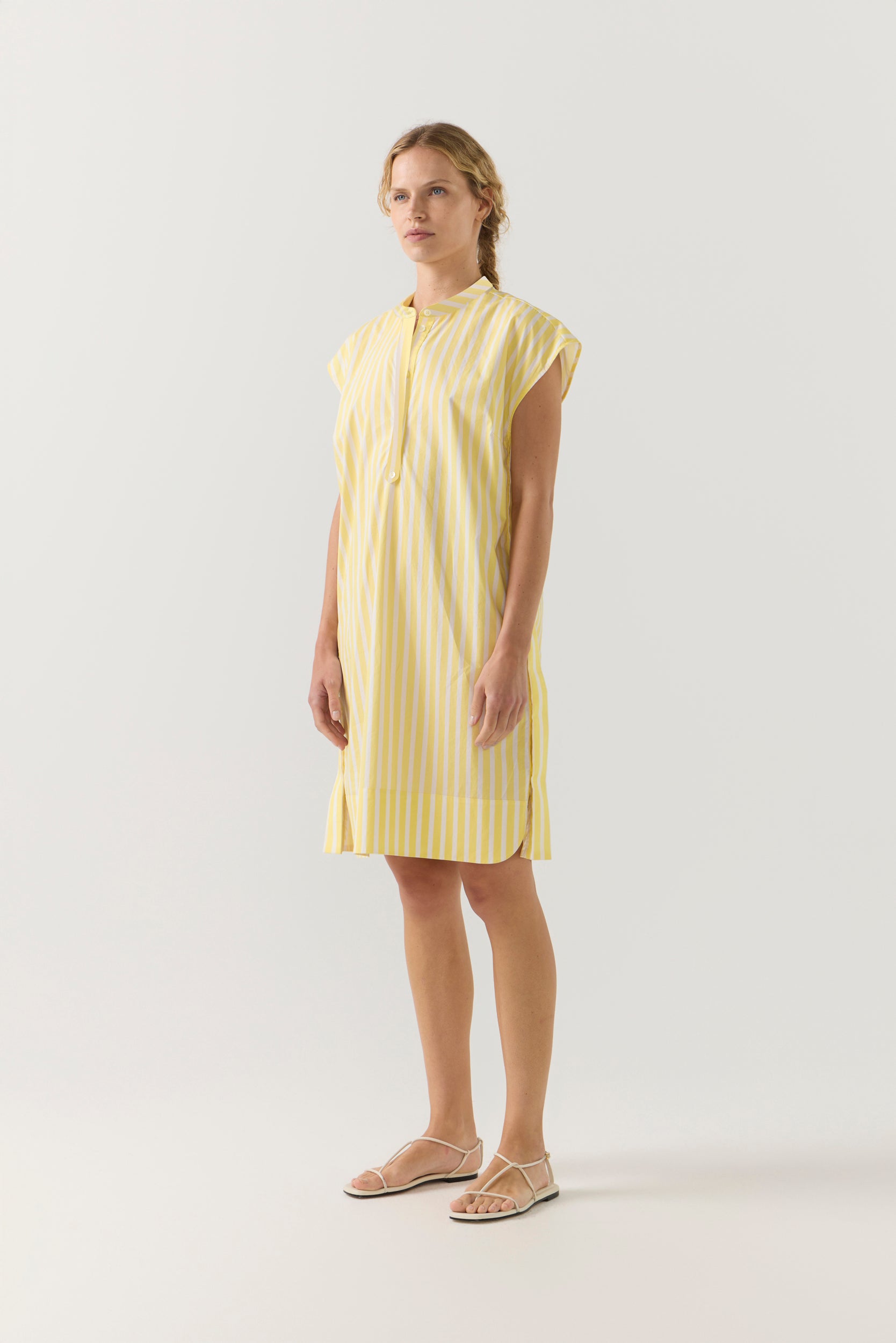 Gia Dress | Lemon Stripe Poplin