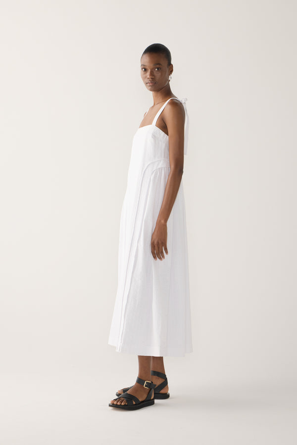 Hayley Dress | White Stripe Seersucker