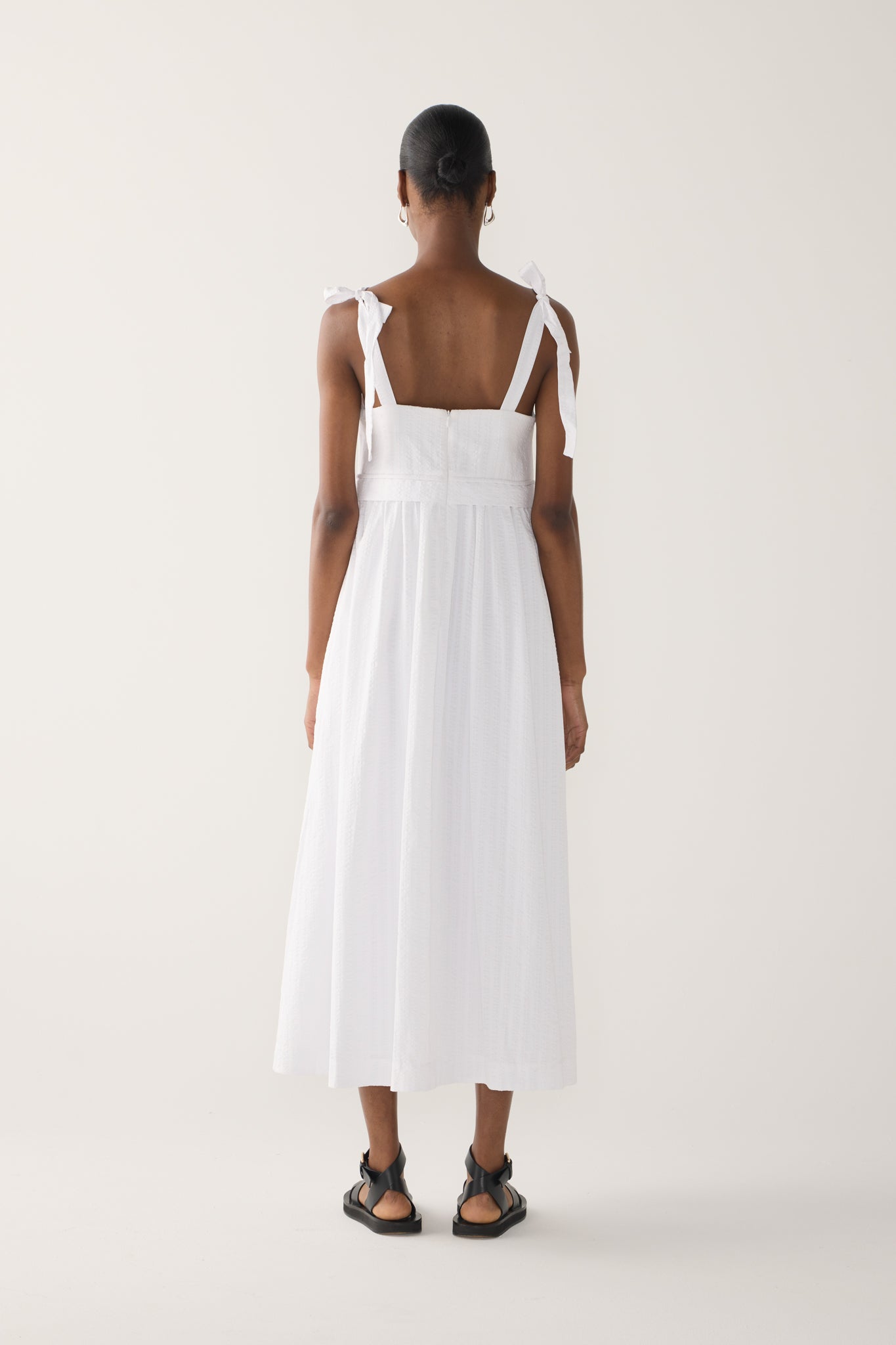 Hayley Dress | White Stripe Seersucker