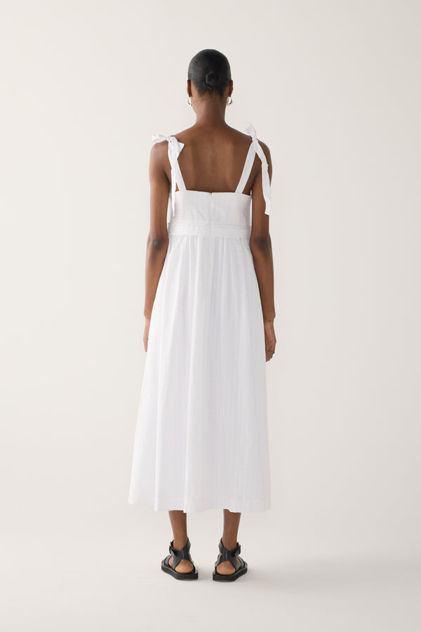 Hayley Dress | White Stripe Seersucker