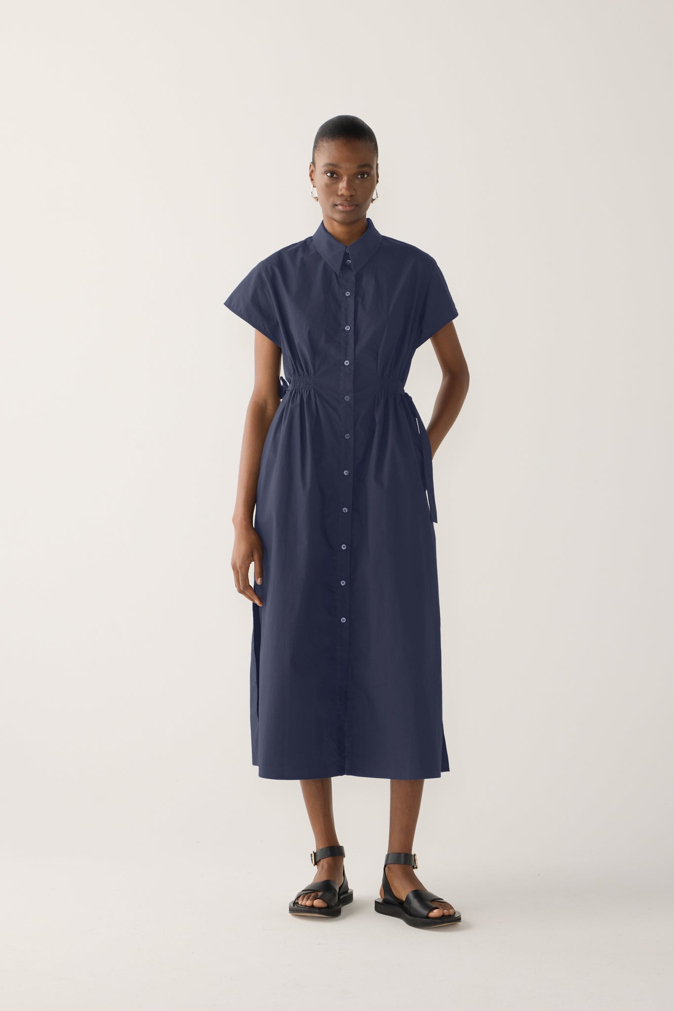 Heather Dress | Navy Poplin