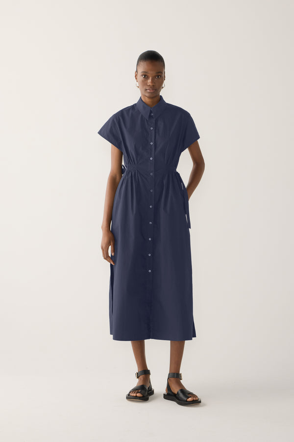 Heather Dress | Navy Poplin