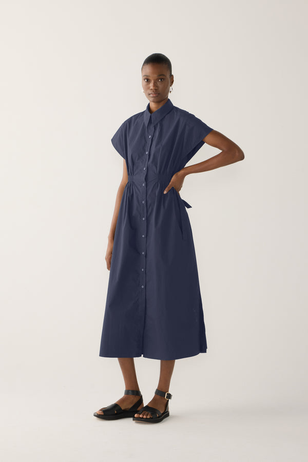 Heather Dress | Navy Poplin
