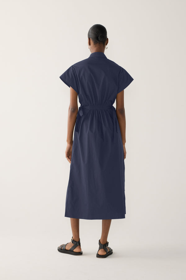 Heather Dress | Navy Poplin