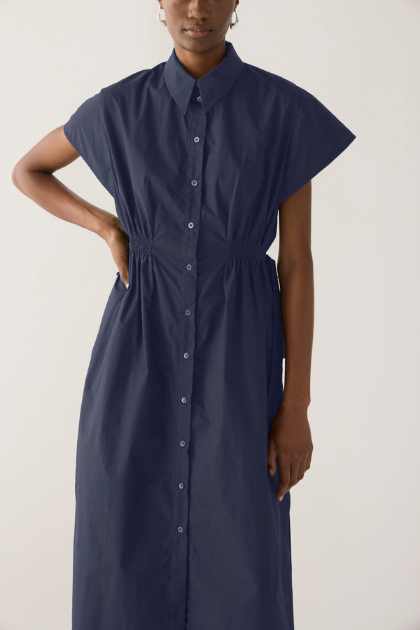 Heather Dress | Navy Poplin