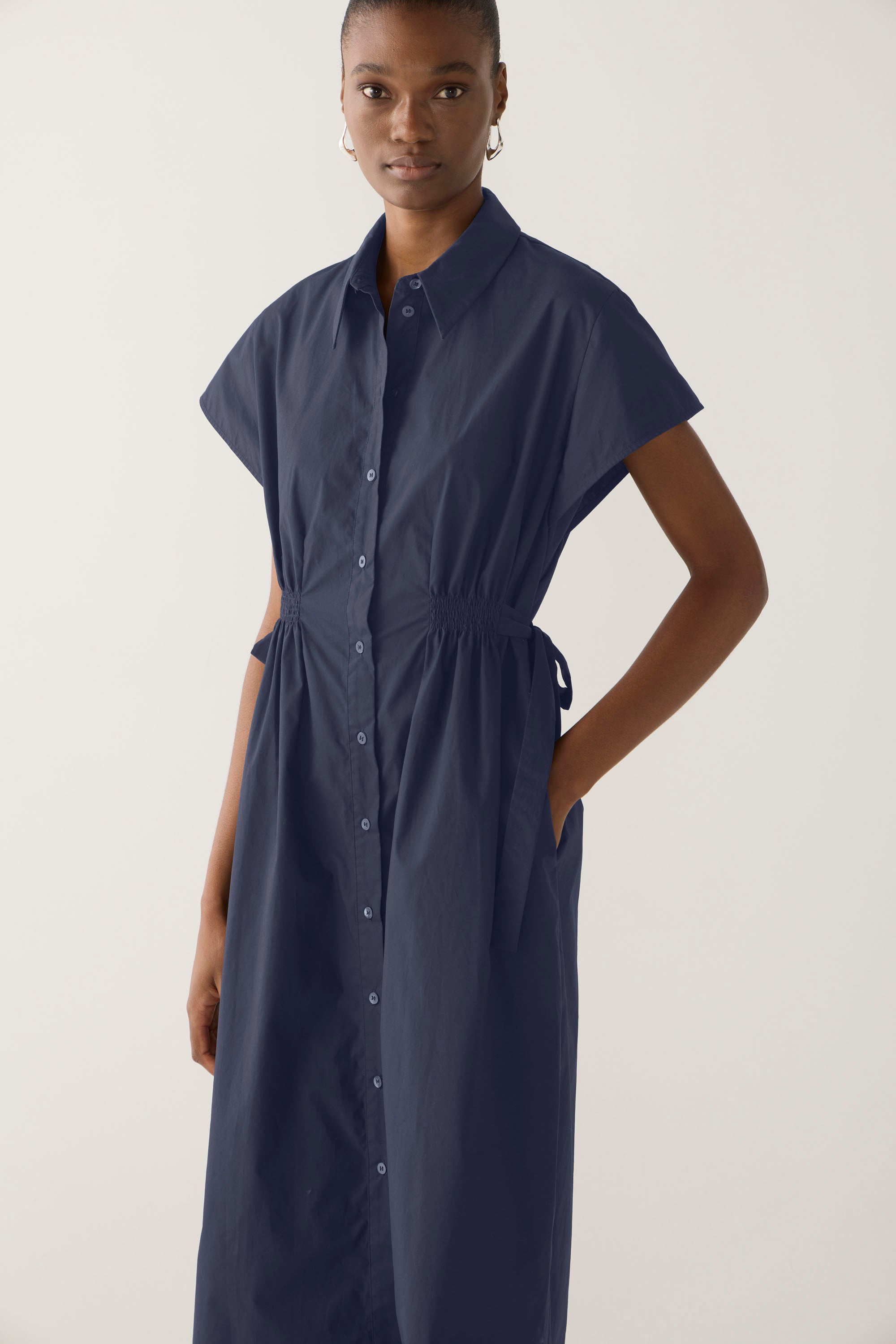 Heather Dress | Navy Poplin