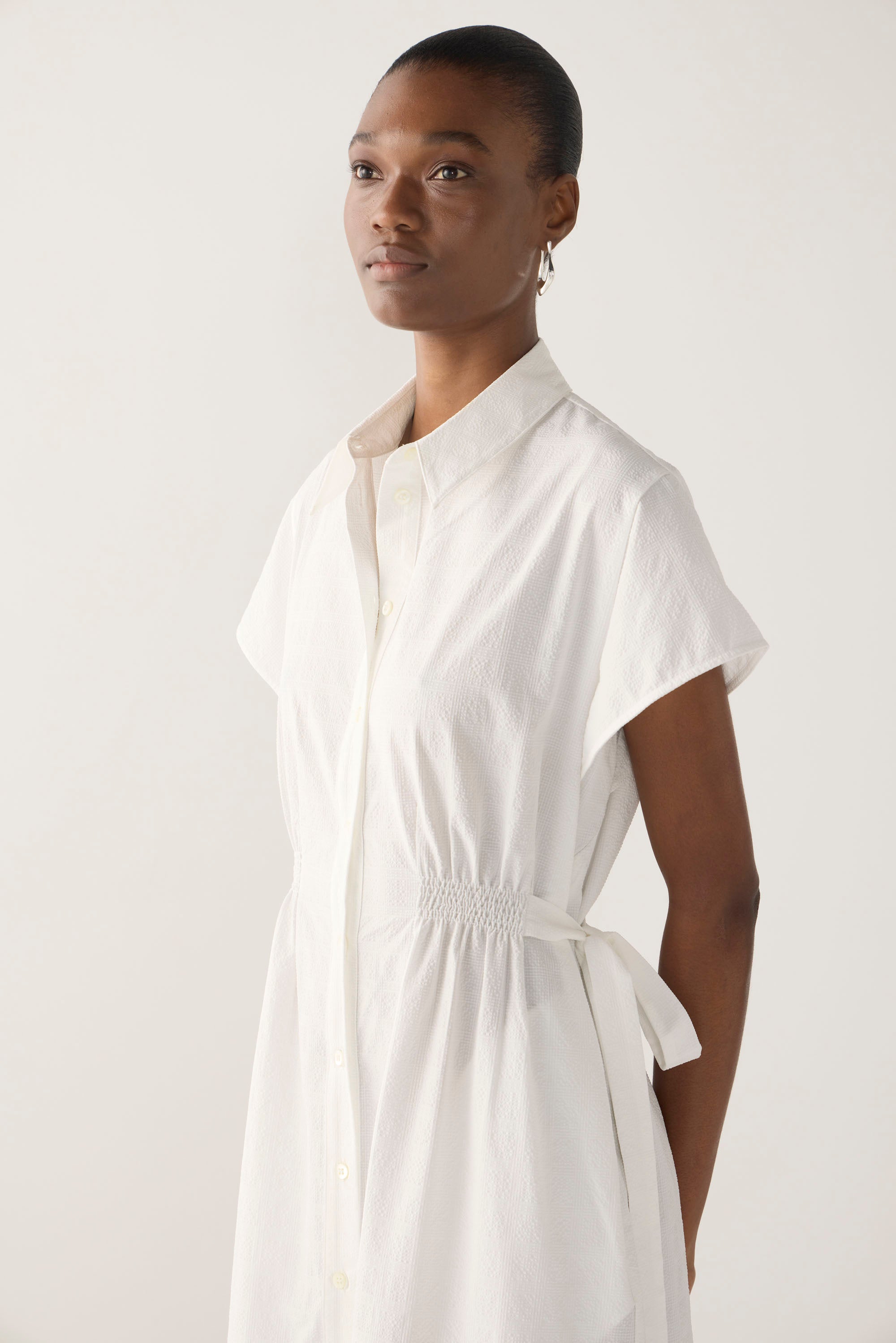 Heather Dress | White Seersucker