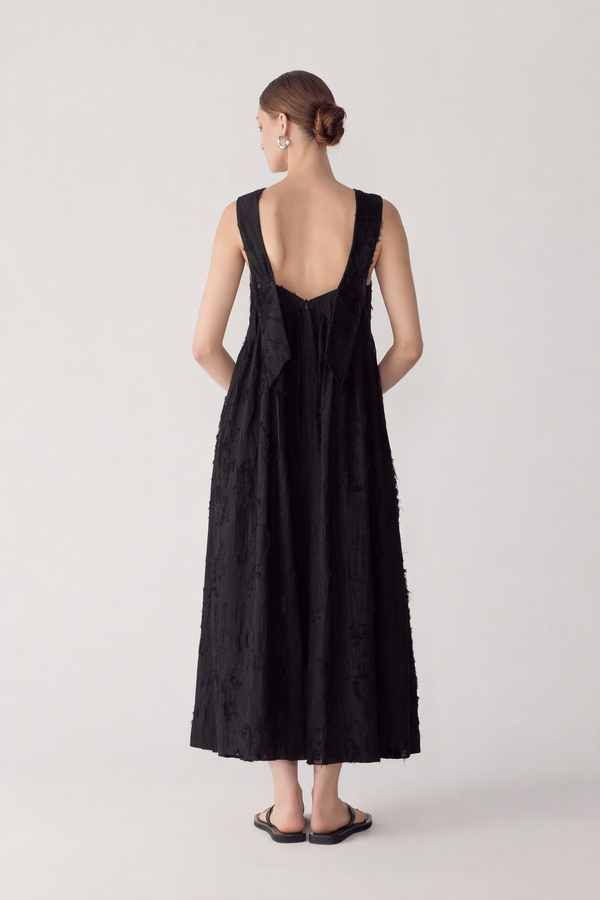 Ennie Dress | Black Freyed Jacquard