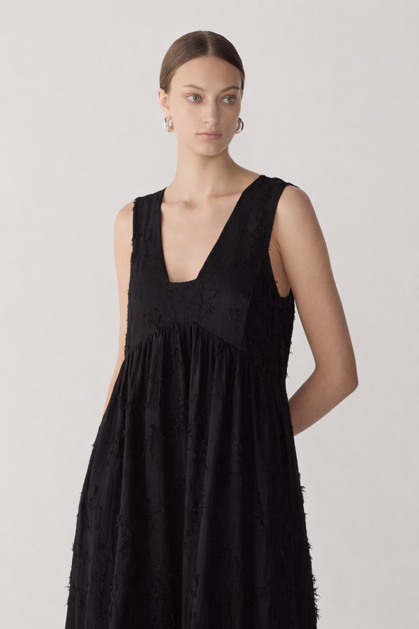 Ennie Dress | Black Freyed Jacquard