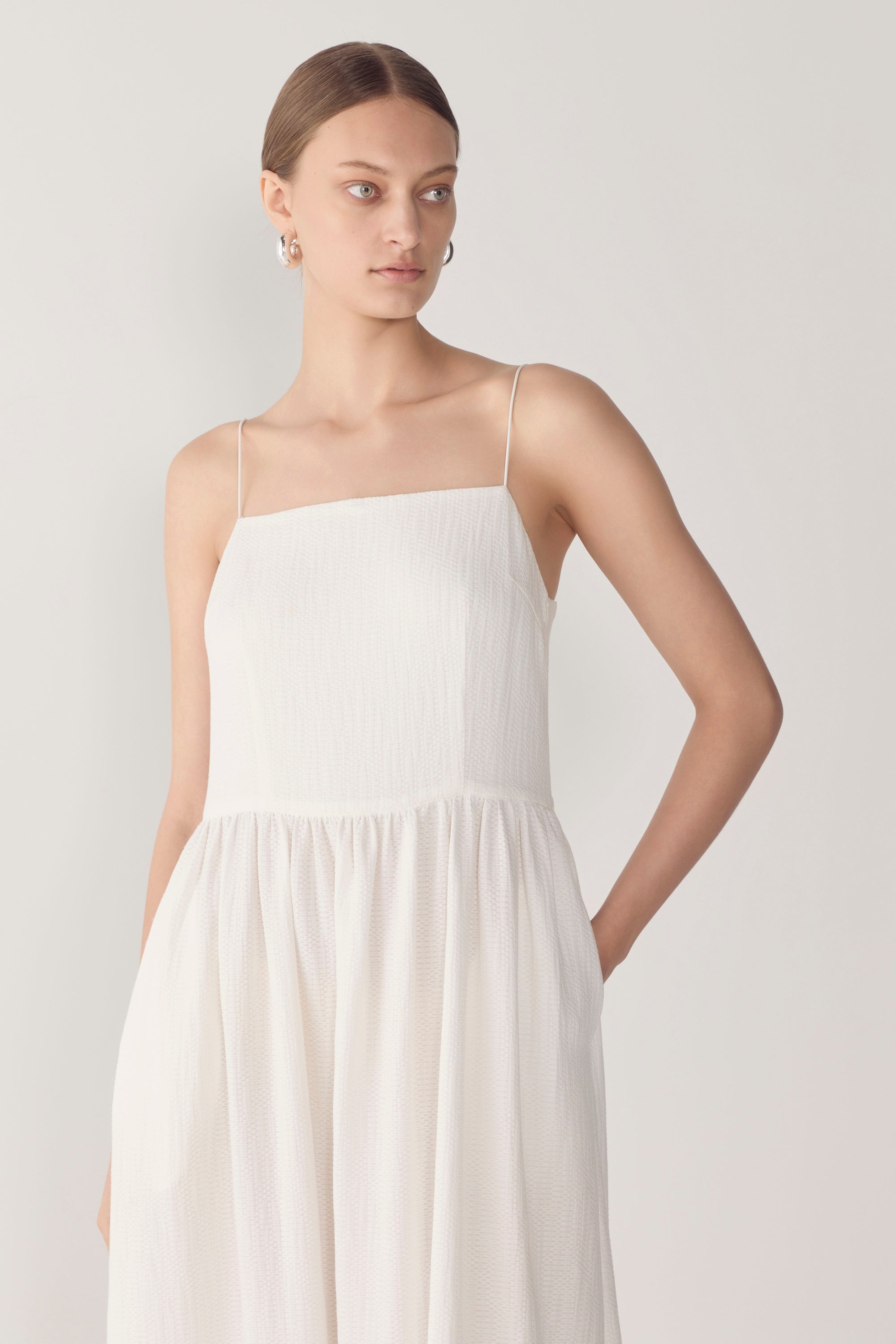Ilka Dress | White Criss Cross Cotton