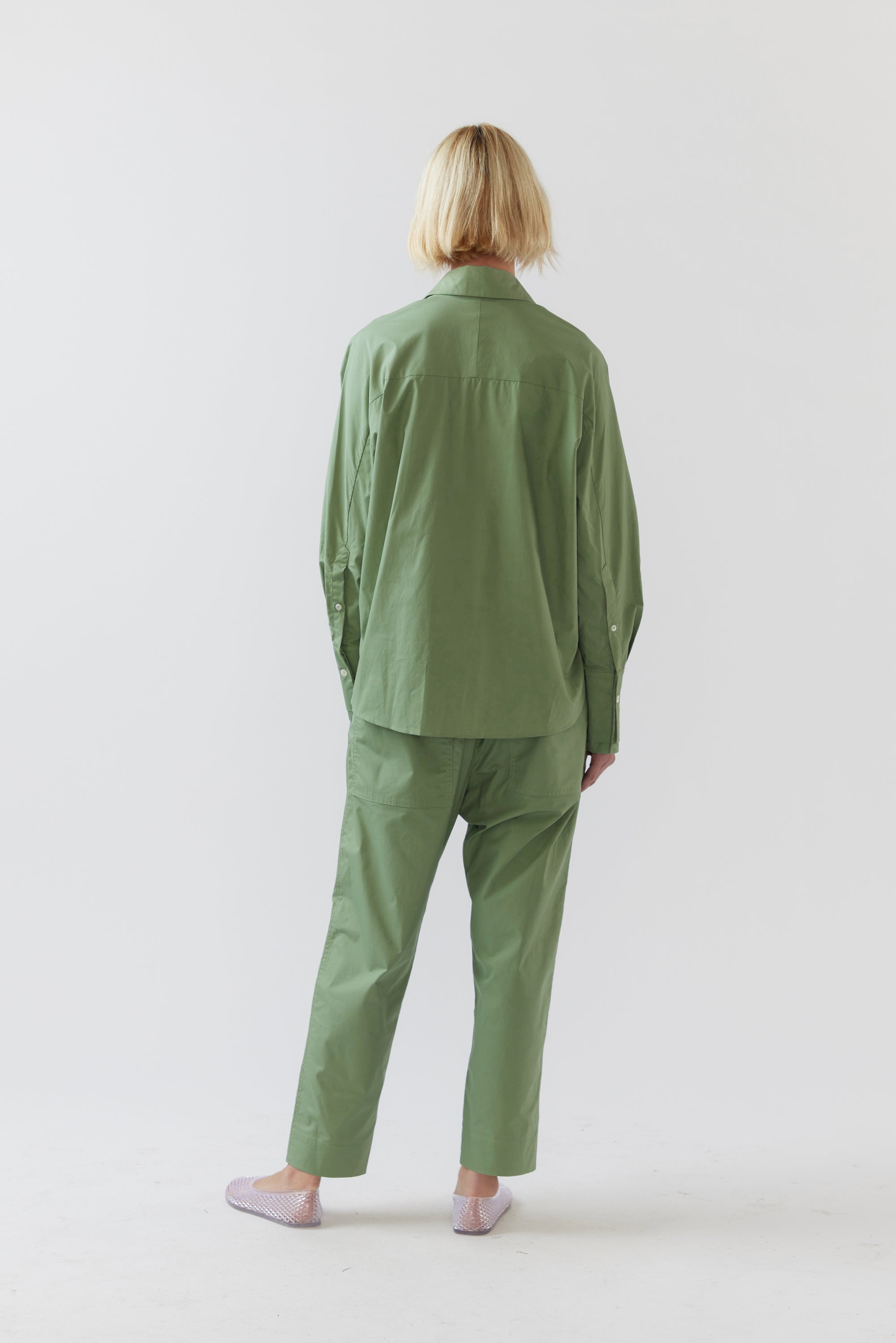 Georgie Pant | Willow Green Poplin