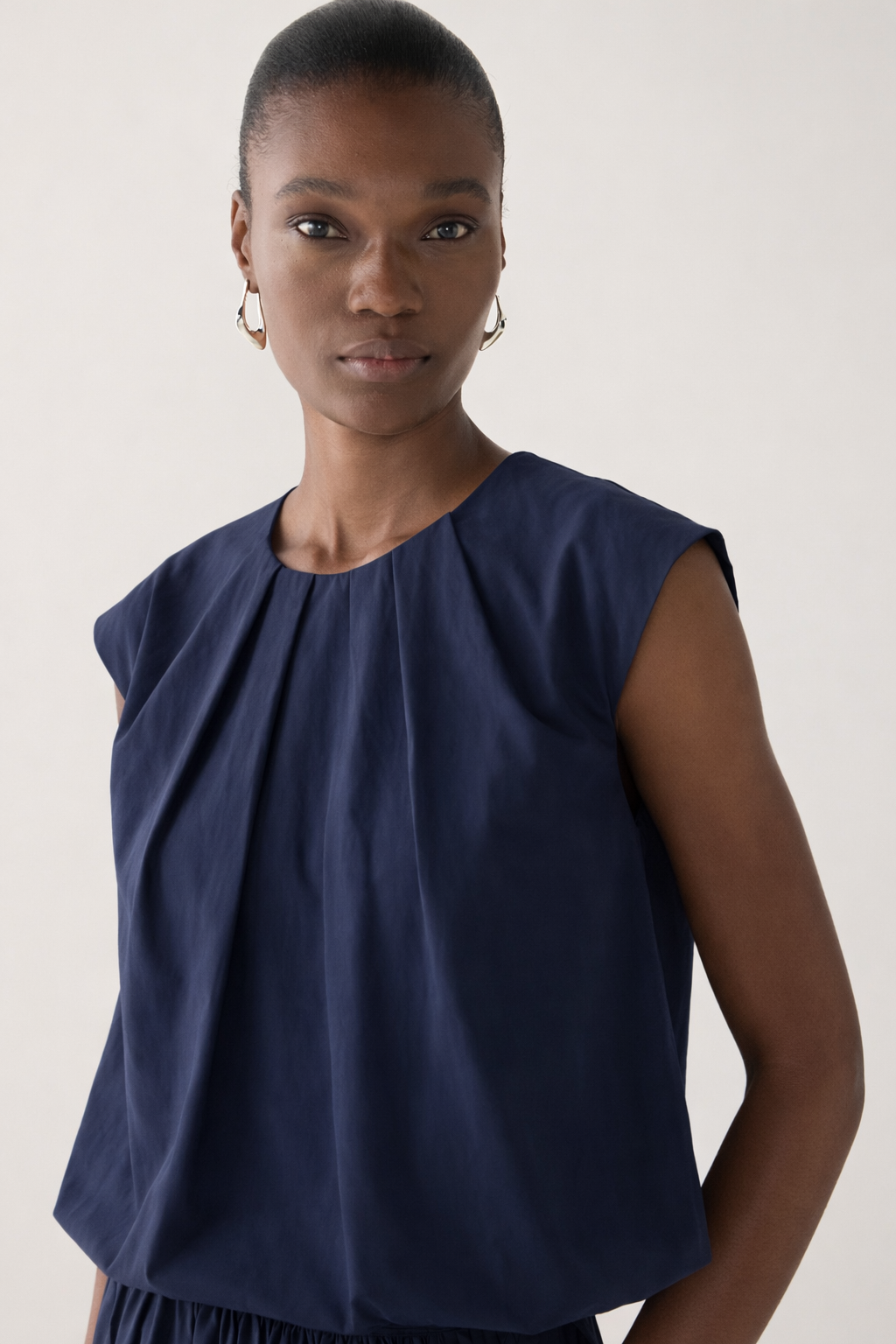Jewel Top | Navy Poplin