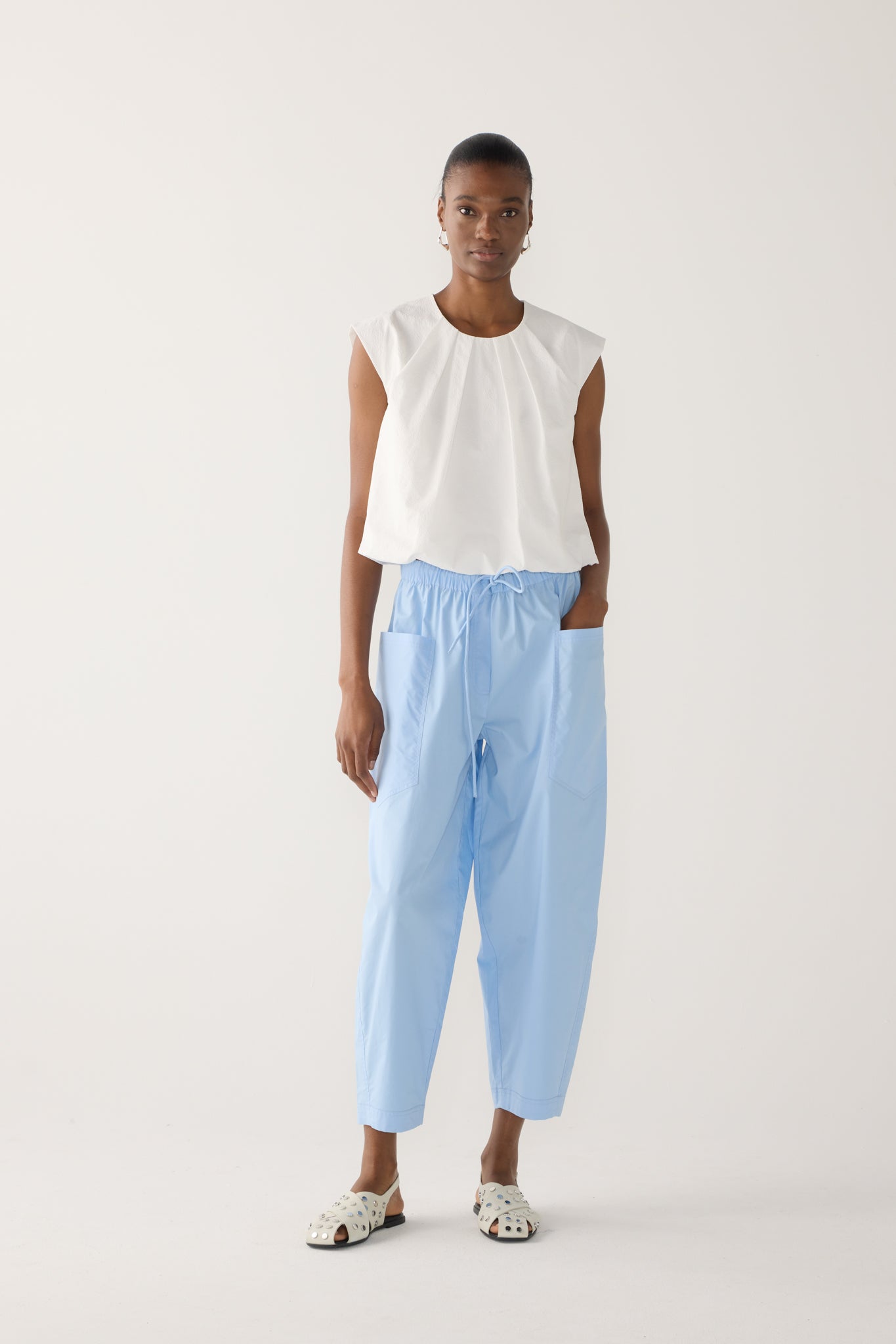 Jewel Top | White Seersucker