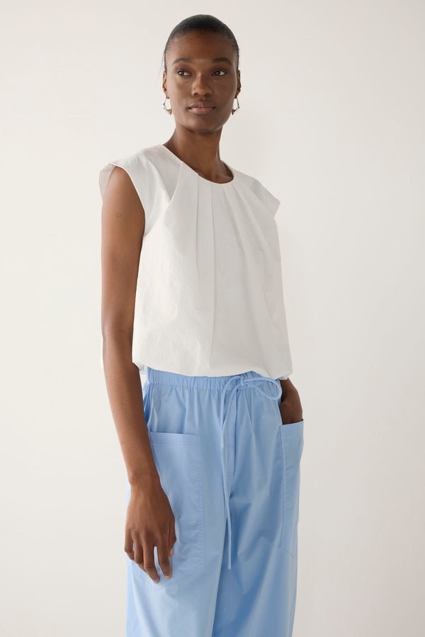 Jewel Top | White Seersucker