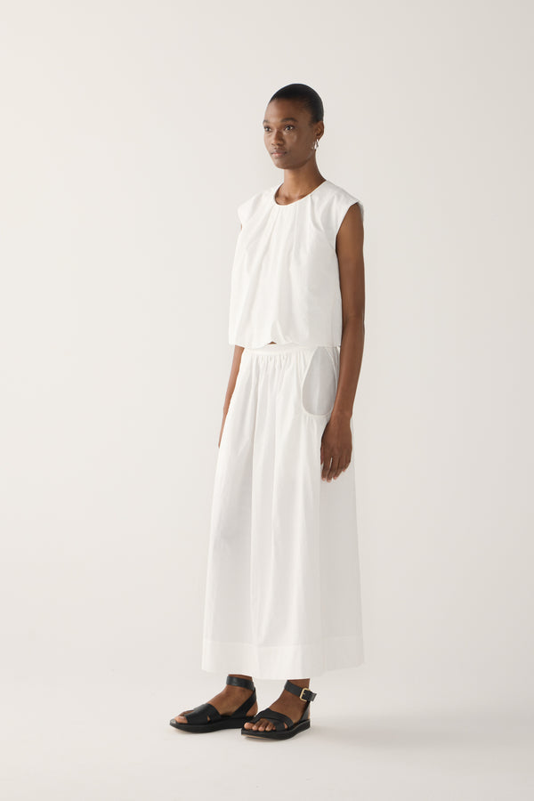 Oda Skirt | White Seersucker