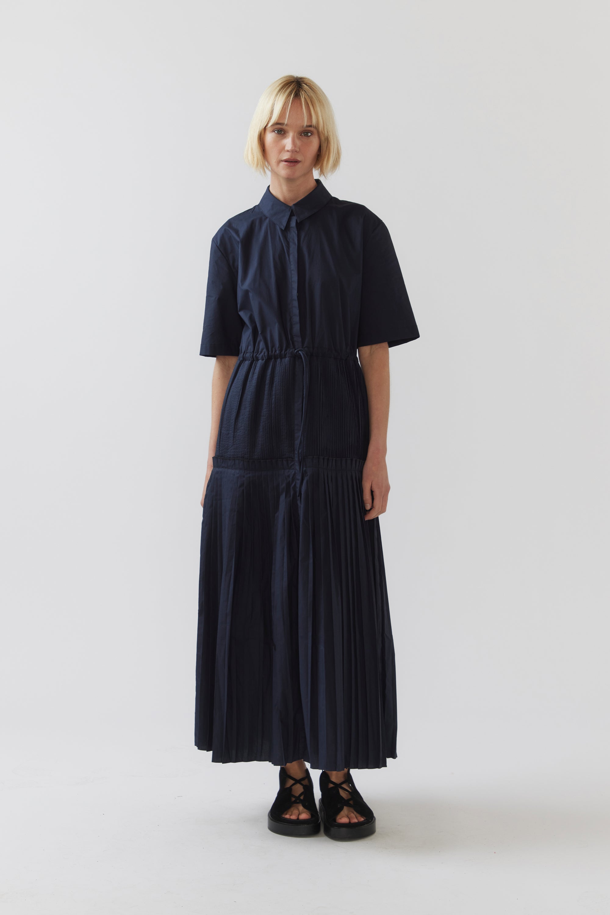 Jill Dress | Navy Poplin