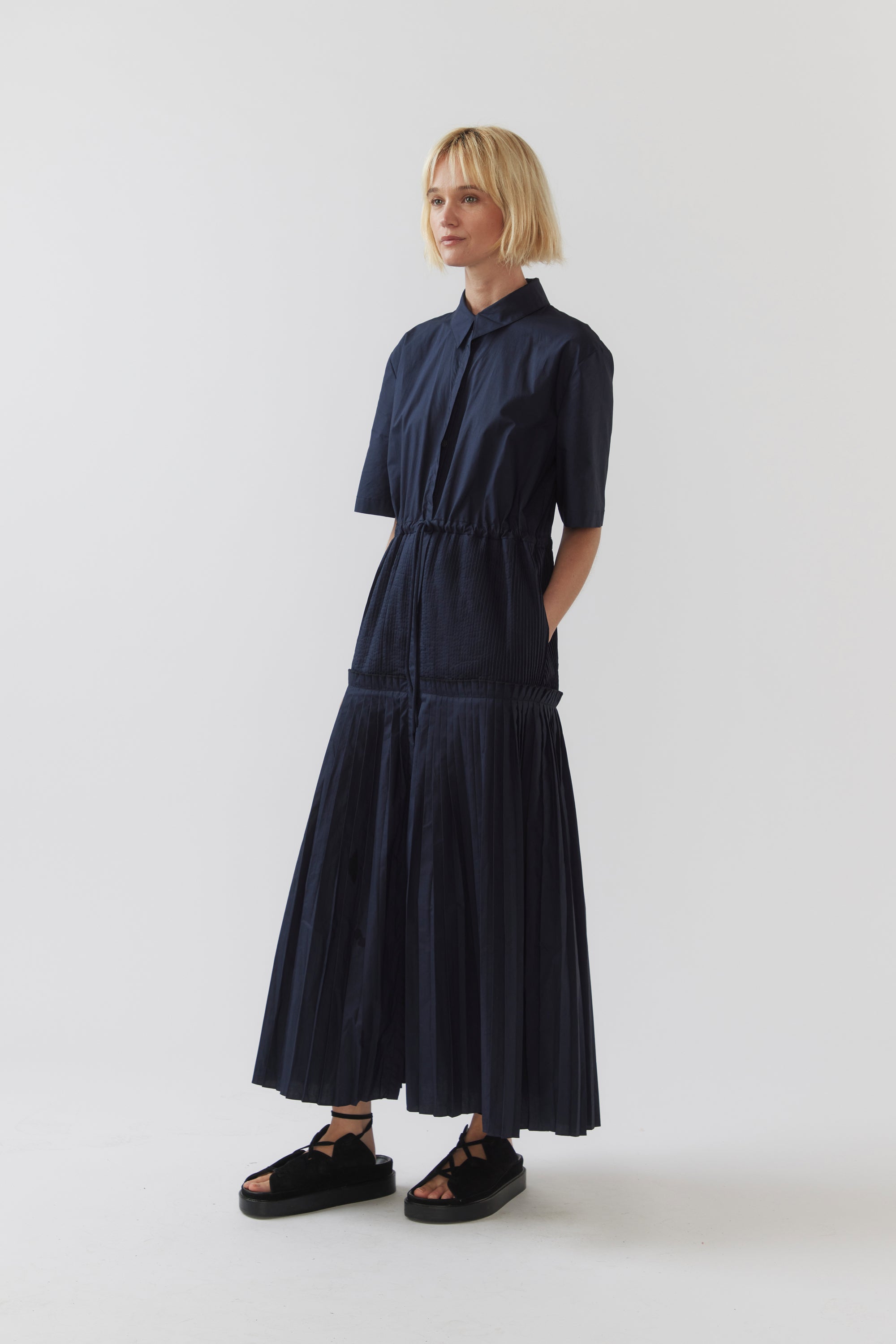 Jill Dress | Navy Poplin