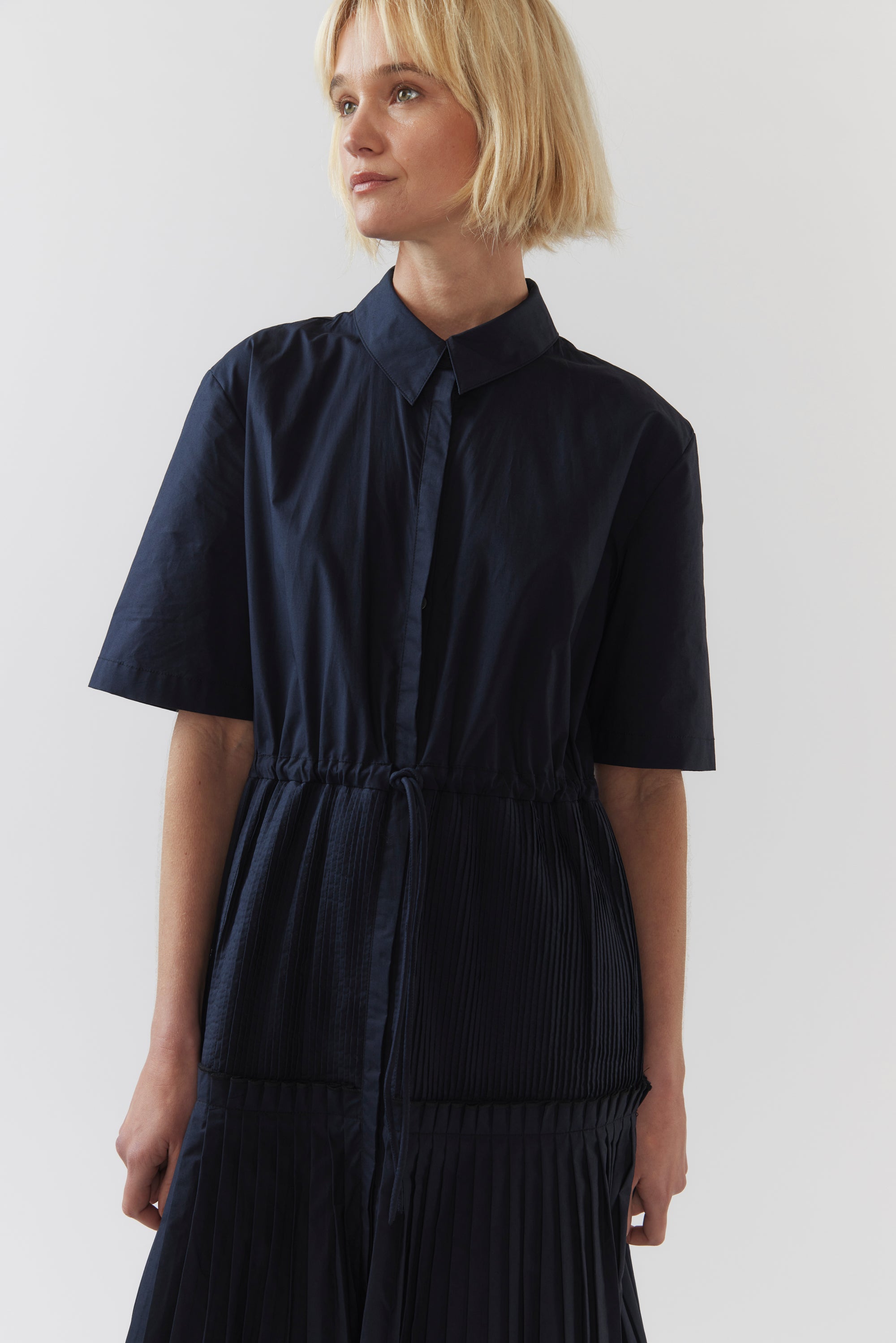 Jill Dress | Navy Poplin