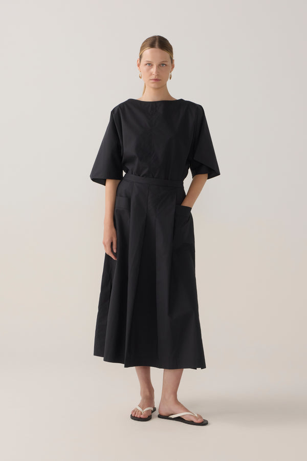 Julietta Skirt | Black Cotton Tencel