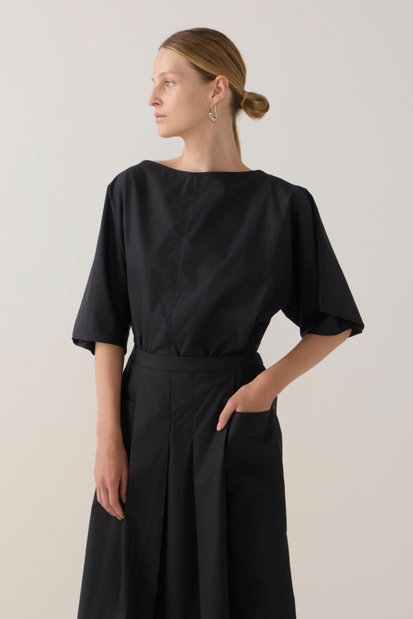 Julietta Skirt | Black Cotton Tencel
