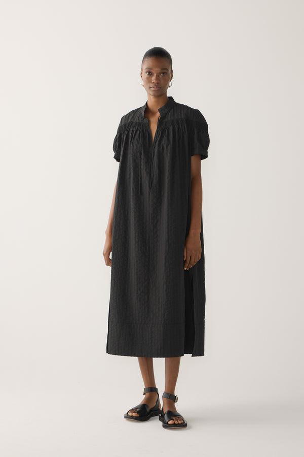 Kaya Dress | Black Stripe Seersucker