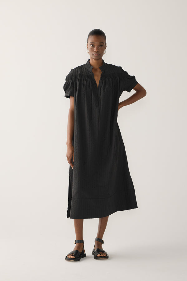 Kaya Dress | Black Stripe Seersucker