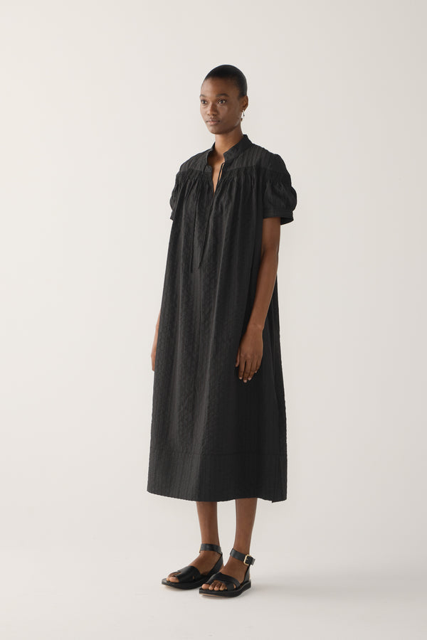 Kaya Dress | Black Stripe Seersucker