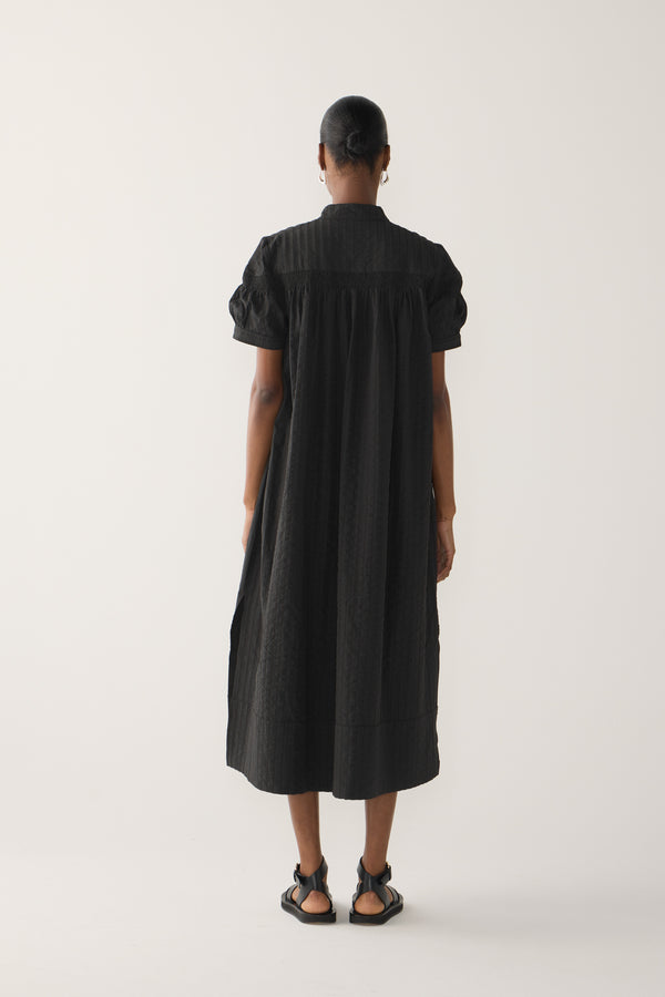 Kaya Dress | Black Stripe Seersucker