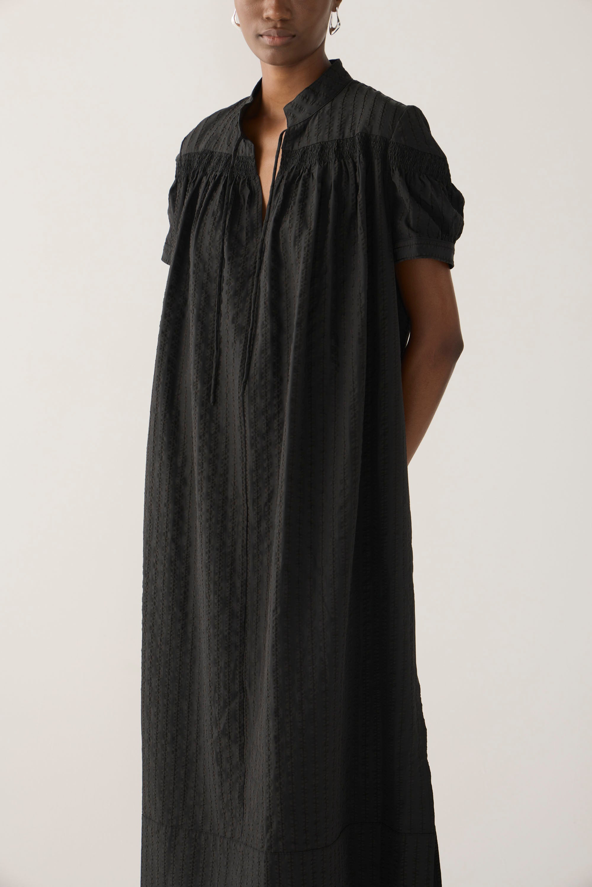 Kaya Dress | Black Stripe Seersucker