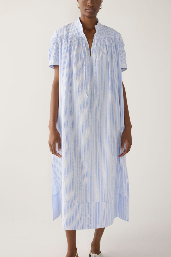 Kaya Dress | Blue Stripe Seersucker