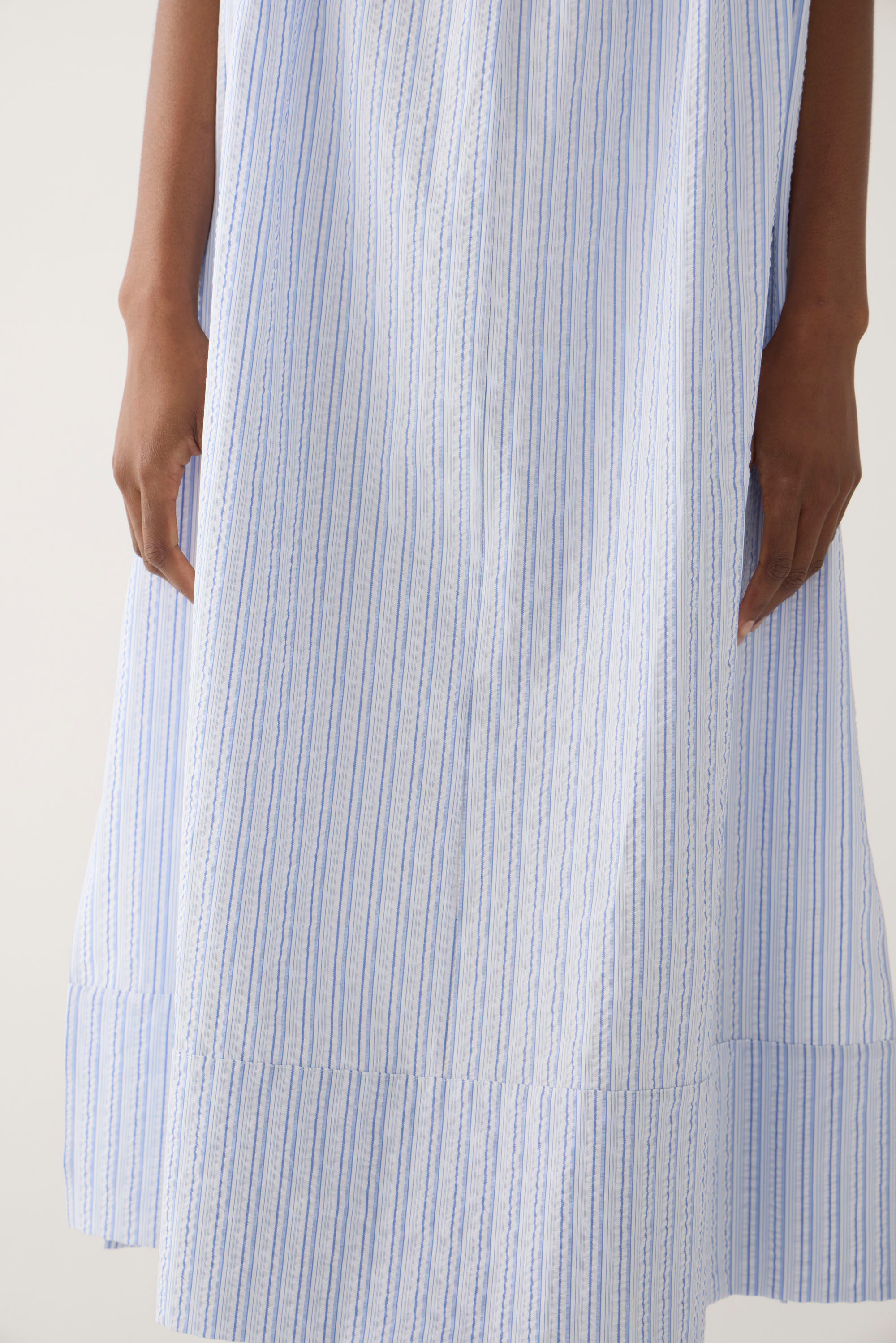 Kaya Dress | Blue Stripe Seersucker