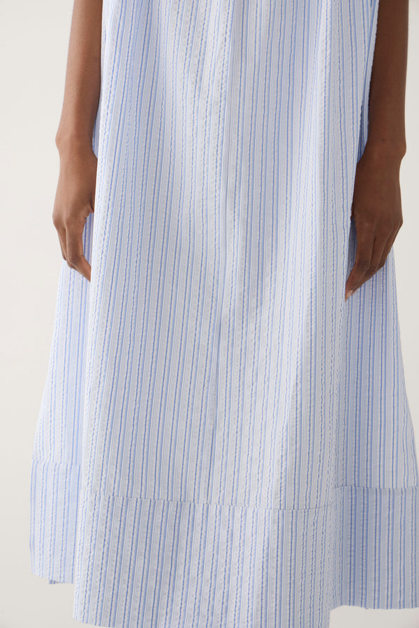 Kaya Dress | Blue Stripe Seersucker
